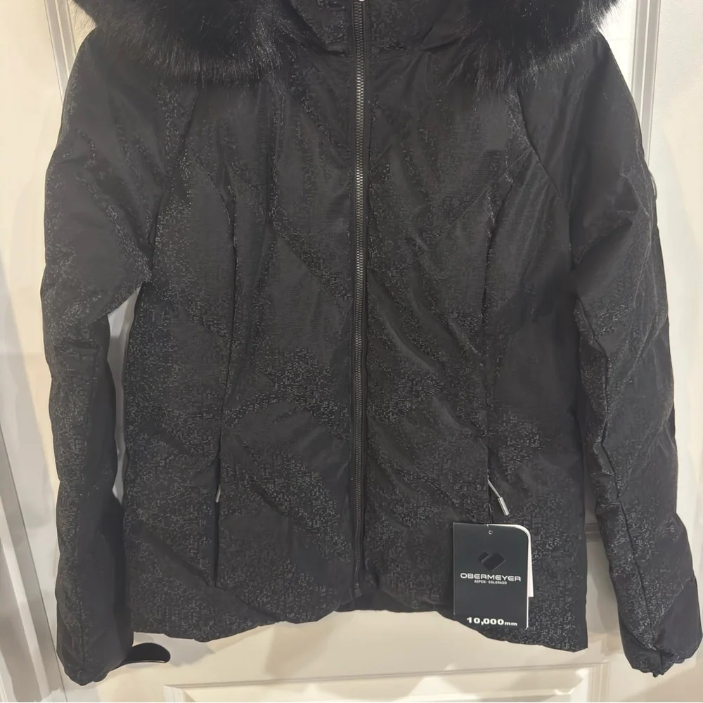 Obermeyer Bombshell Luxe Black Diamond Print Insulated Ski Snow Jacket